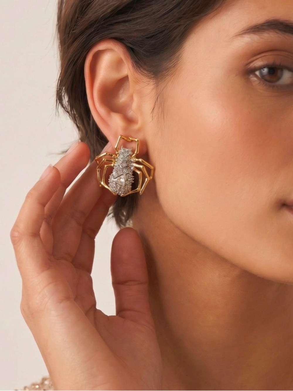 Alexis Bittar Pave Crystal Encrusted Spider Earrings Gold Clear C Z OC01